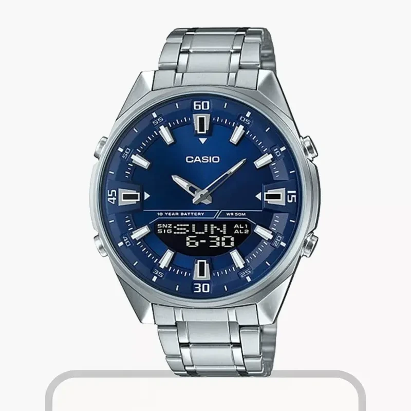 Casio Enticer Blue Dial Duel Time Men's Watch- AMW-830D-2AV